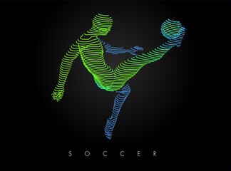 Sticker - Football concept. Vector drawn by lines. Soccer art. .