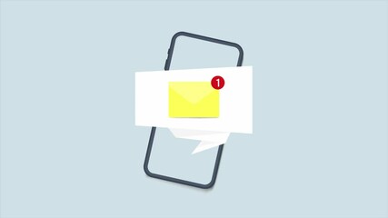Wall Mural - unread email notification. new message on the smartphone screen.