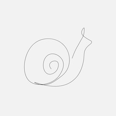 Wall Mural - One line drawing snail animal isolated on the white background. Vector illustration