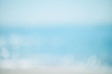 Abstract bokeh background from summer blue sea water at the beach