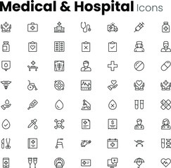 Wall Mural - Medical and hospital icon set