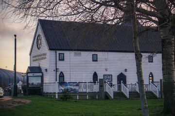 Norwegian Church Arts Centre, Cardiff, waterfront, park, December 2018