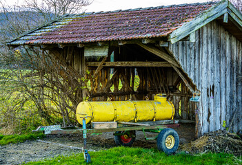 Canvas Print - old water container trailer