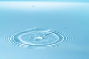 Wall Mural - drop of water drop to the surface. waves on the surface of the water from a collision
