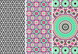 Arabic Mosaic Zellige Colorful Vector. Pink, purple and green colors.

