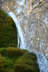 Sticker - bunter Wasserfall Dreimühlen bei Nohn in der Eifel während des Winters