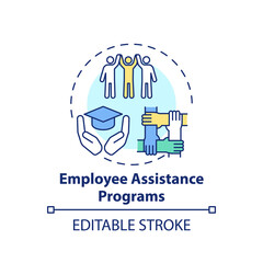 Sticker - Employee assistance programs concept icon. Occupational stress, burnout idea thin line illustration. Personal and work-related problems. Vector isolated outline RGB color drawing. Editable stroke