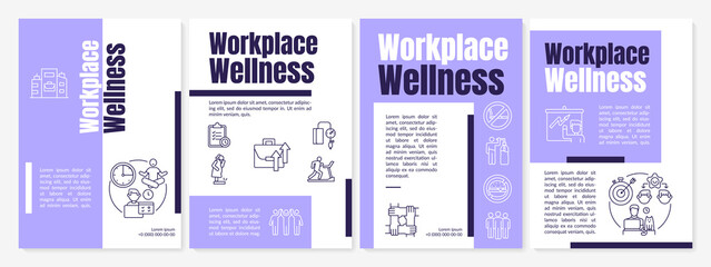 Wall Mural - Workplace wellness brochure template. Health promotion advices. Flyer, booklet, leaflet print, cover design with linear icons. Vector layouts for magazines, annual reports, advertising posters
