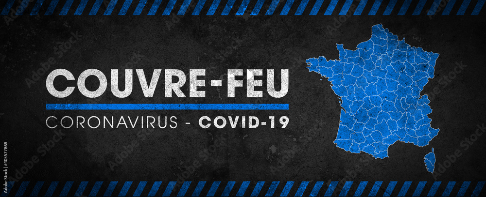 Couvre-feu dans la France entière, à partir du samedi 16 janvier - pandémie du coronavirus covid19 - déplacement interdit de 18h à 6h - obrazy, fototapety, plakaty 