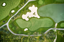 Top Down Aerial Of A Golf Course