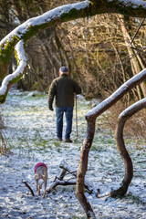 Wall Mural - walking in the countryside in snow in Scotland