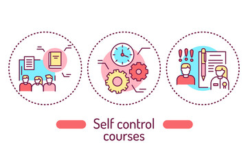 Wall Mural - Self control courses outline concept. line color icons. Pictograms for web page, mobile app, promo