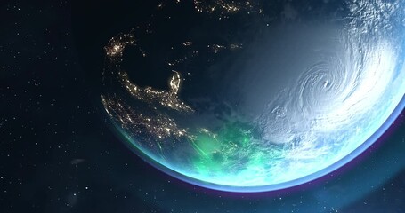 Wall Mural - Polar Lights planet Earth from space. 4K rotating animation. Clip contains space, planet, galaxy, stars, cosmos, sea, earth, globe. 3D Render animation. Images from NASA