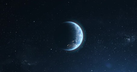 Wall Mural - Beautiful planet Earth from space. 4K rotating animation. Clip contains space, planet, galaxy, stars, cosmos, sea, earth, globe. 3D Render animation. Images from NASA