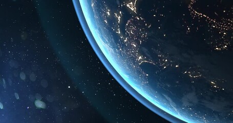 Wall Mural - Beautiful planet Earth from space. 4K rotating animation. Clip contains space, planet, galaxy, stars, cosmos, sea, earth, globe. 3D Render animation. Images from NASA