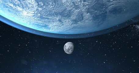 Wall Mural - Beautiful planet Earth from space. 4K rotating animation. Clip contains space, planet, galaxy, stars, cosmos, sea, earth, globe. 3D Render animation. Images from NASA