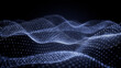© RocknRoller Studios - Sound Wave Vizualisation concept. Music audio frequencies represented as High Tech Futuristic Particle Waves. Abstract background. 3D render