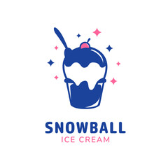 Snowball ice cream cup logo icon