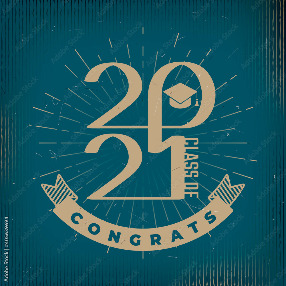 Vektor Class of 2021 Congrats Old Film Style Inverted Numerals Logo ...