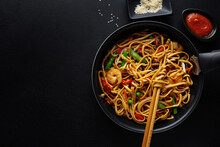 Asian Noodles With Shrimps And Vegetables