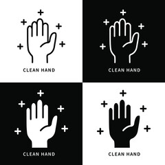 Canvas Print - Clean Hand Icon Symbol Illustration. Hand Gesture Logo. Hygiene Virus Protection Design Vector Icons Set