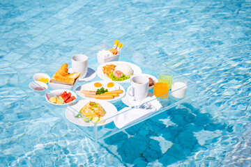 Wall Mural - luxury floating breakfast eat in swimming pool