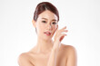 © kitthanes - Beautiful young asian woman with clean fresh skin on white background, Face care, Facial treatment, Cosmetology, beauty and spa, Asian women portrait