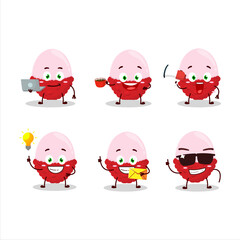 Wall Mural - Slice of lychee cartoon character with various types of business emoticons