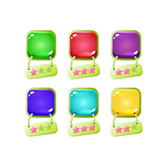 Wall Mural - set of colorful jelly game ui with green border and hanging star icon for gui asset elements vector 
