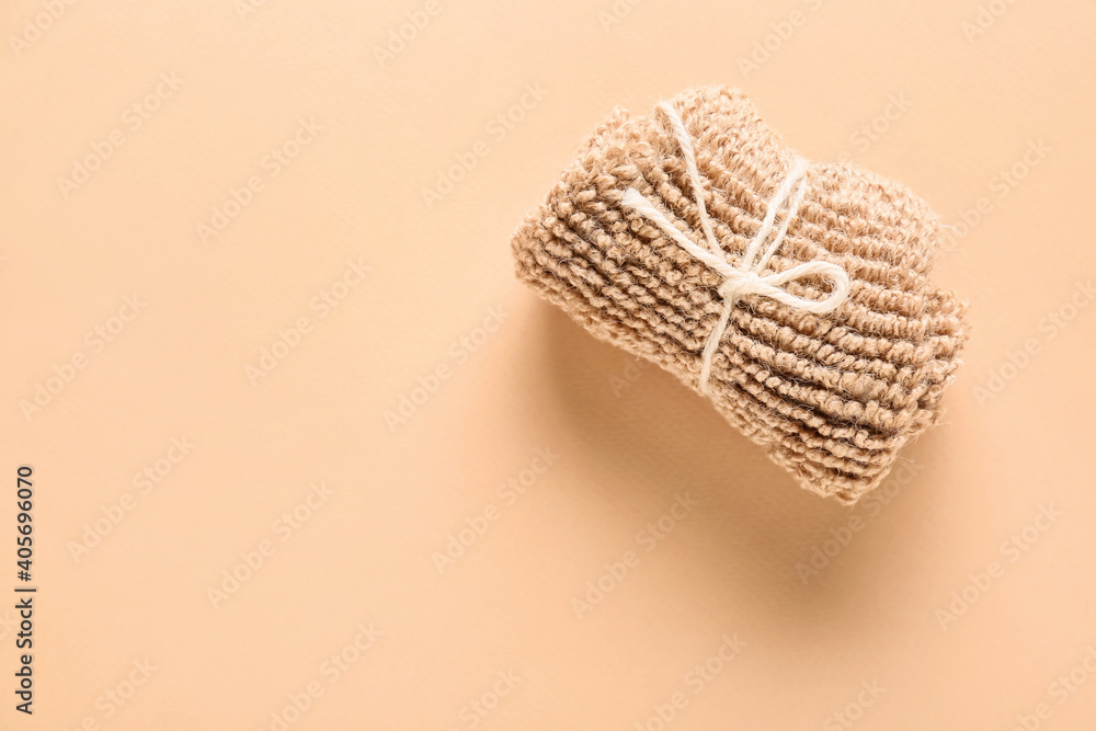 Bath sponge on color background