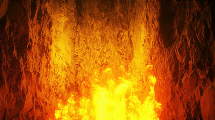 Fototapete - Hell gates. hell fire. Devil portal. Sinner. Religious concept. 3d rendering.