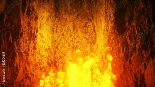 Hell gates. hell fire. Devil portal. Sinner. Religious concept. 3d rendering.