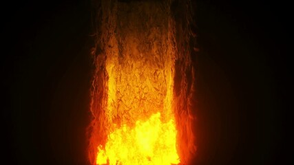 Fototapete - Sinners fall to hell fire. Religious concept. Realistic 4k animation.