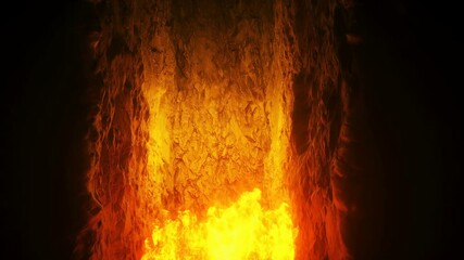 Fototapete - Sinners fall to hell fire. Religious concept. Realistic 4k animation.
