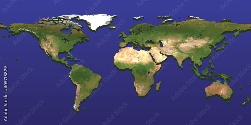 3d relief globe world map with shadow Stock Vector | Adobe Stock