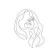 Abstract Woman Face Continuous One Line Drawing. Modern Abstract Portrait. Trendy Minimalist Illustration. Black And White Abstract Poster. Vector EPS 10.