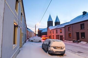 Sticker - climat meteo neige Belgique Ardenne Habay village