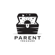 Parenting logo with treasure chest icon template