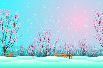Wall Mural - happy valentine, beautiful cherry blossoms are growing in this romantic spring