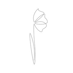 Sticker - Flower line drawing on white background, vector illustration