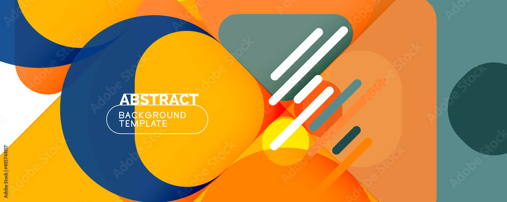 Modern geometric round shapes and dynamic lines, abstract background. Vector illustration for placards, brochures, posters and banners - obrazy, fototapety, plakaty 
