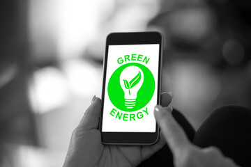 Green energy concept on a smartphone