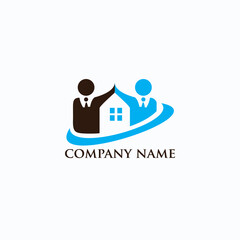 Real estate consultant logo design two people in the form of agreed icon