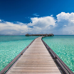 Sticker - Beautiful beach with water bungalows