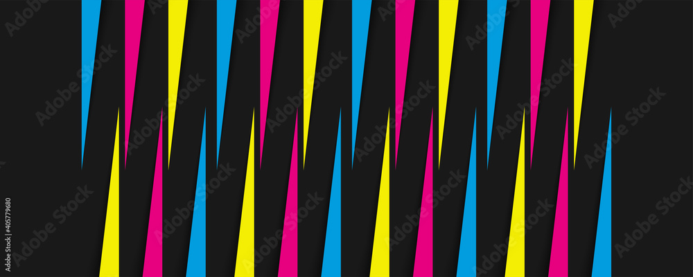 Modern material vector illustration cmyk colors with overlapped blank ...