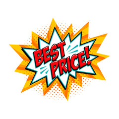 Wall Mural - Best price Comic yellow sale bang balloon - Pop art style discount promotion banner.