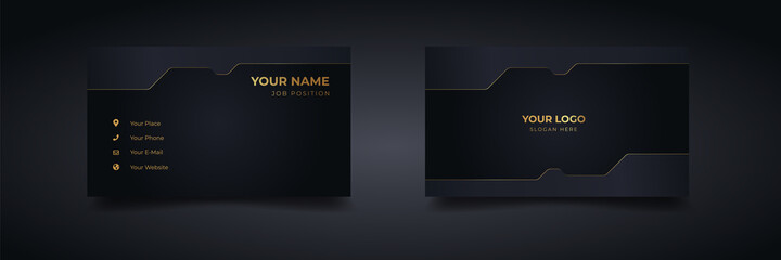 Wall Mural - modern luxury business card design. elegant corporate card with dark and shiny. vector illustration 