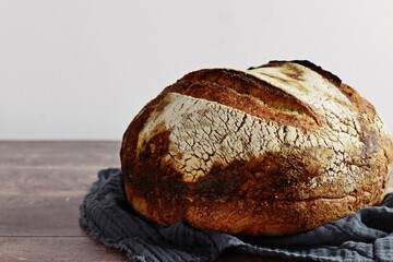 Homemade Sourdough Bread on the wooden background