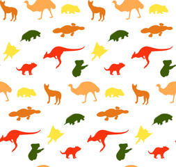  pattern with silhouettes of animals australia different color