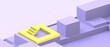 © guguart - Abstract Background Minimal Success and Modern Geometry  square box with Yellow Stair Concept on purple - 3d rendering
